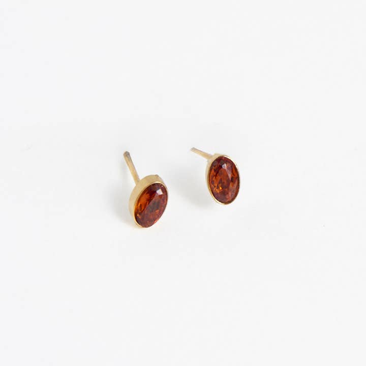 Elsie & Zoey - Wholesale Stud/Post Earrings - Waterproof Earring Narelle Oval Cubic Zirconia 18K Gold Stud17