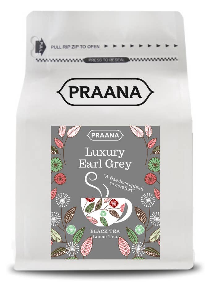 Luksus Earl Grey løs sort te detailpakke - 100g for engroshandel hos PRAANA TEA