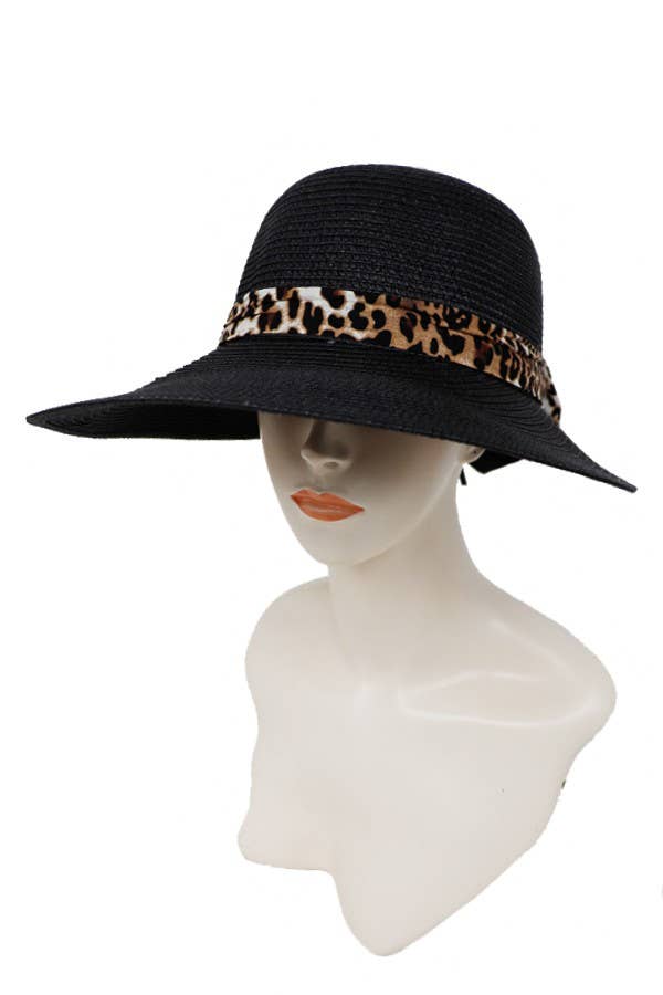 Cap Zone - Vendita all'ingrosso Visiera - Donna - Cappello da sole con visiera a tesa lunga con fiocco e motivo leopardato4
