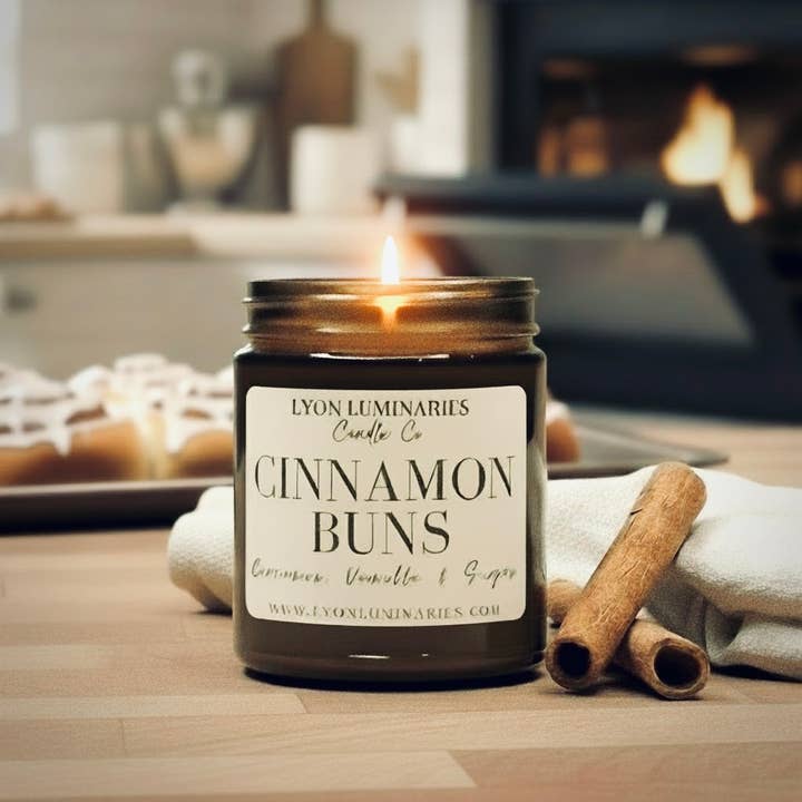 Cinnamon Buns Soy Blend Candle for wholesale by LYON Luminaries Candle Co.