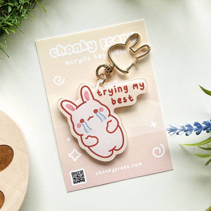 Trying My Best Acrylic Keychain for wholesale by Chonky Frenz