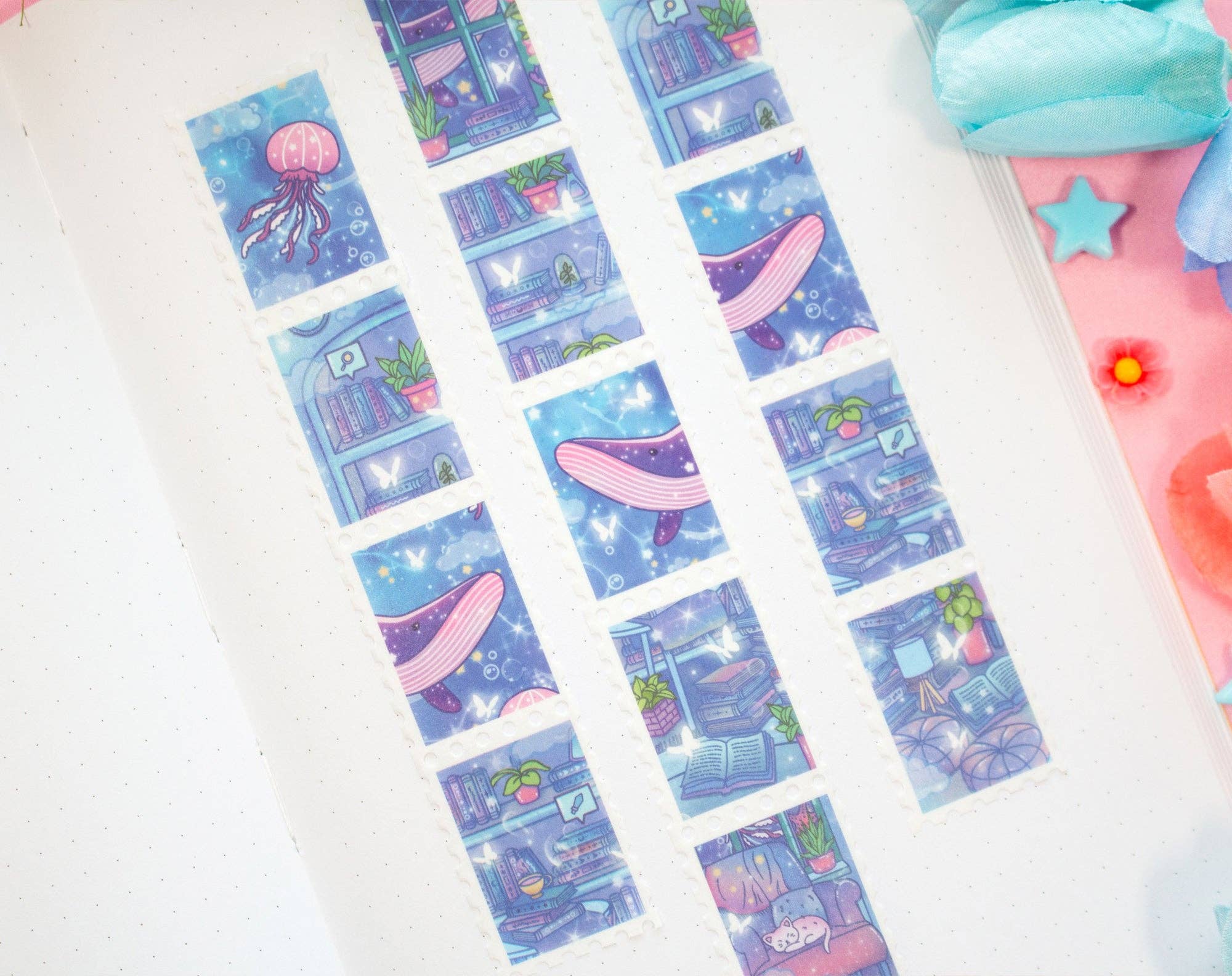 Unicorn Eclipse - Wholesale Washi Tape - Reading Room Stamp Washi Tape1