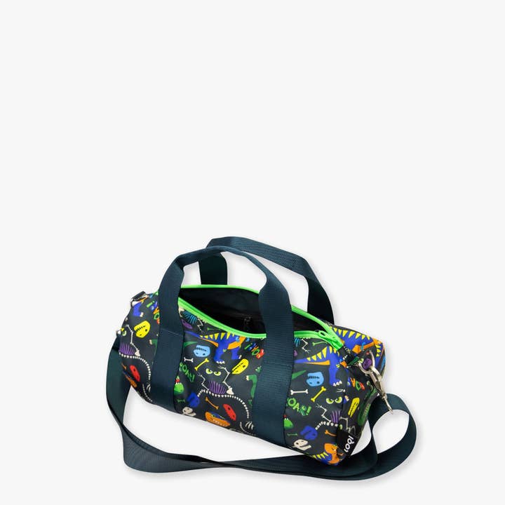 Sac de week-end de taille moyenne en tissu recyclé DINOSAUR Roar pour la vente par LOQI