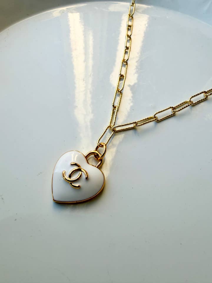 Upcycled Designer Heart Pendant Necklace #102 - Adjustable Chain for wholesale by El & Gray Design