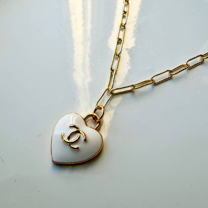 El & Gray Design - Wholesale Pendant/Charm Necklace - Upcycled Designer Heart Pendant Necklace #102 - Adjustable Chain0