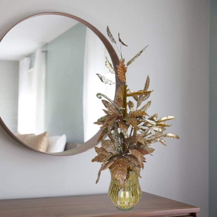 Tantallizing Tan & Gold Arrangement In Mosaic Vase - 32" for wholesale by Amazyng Decor