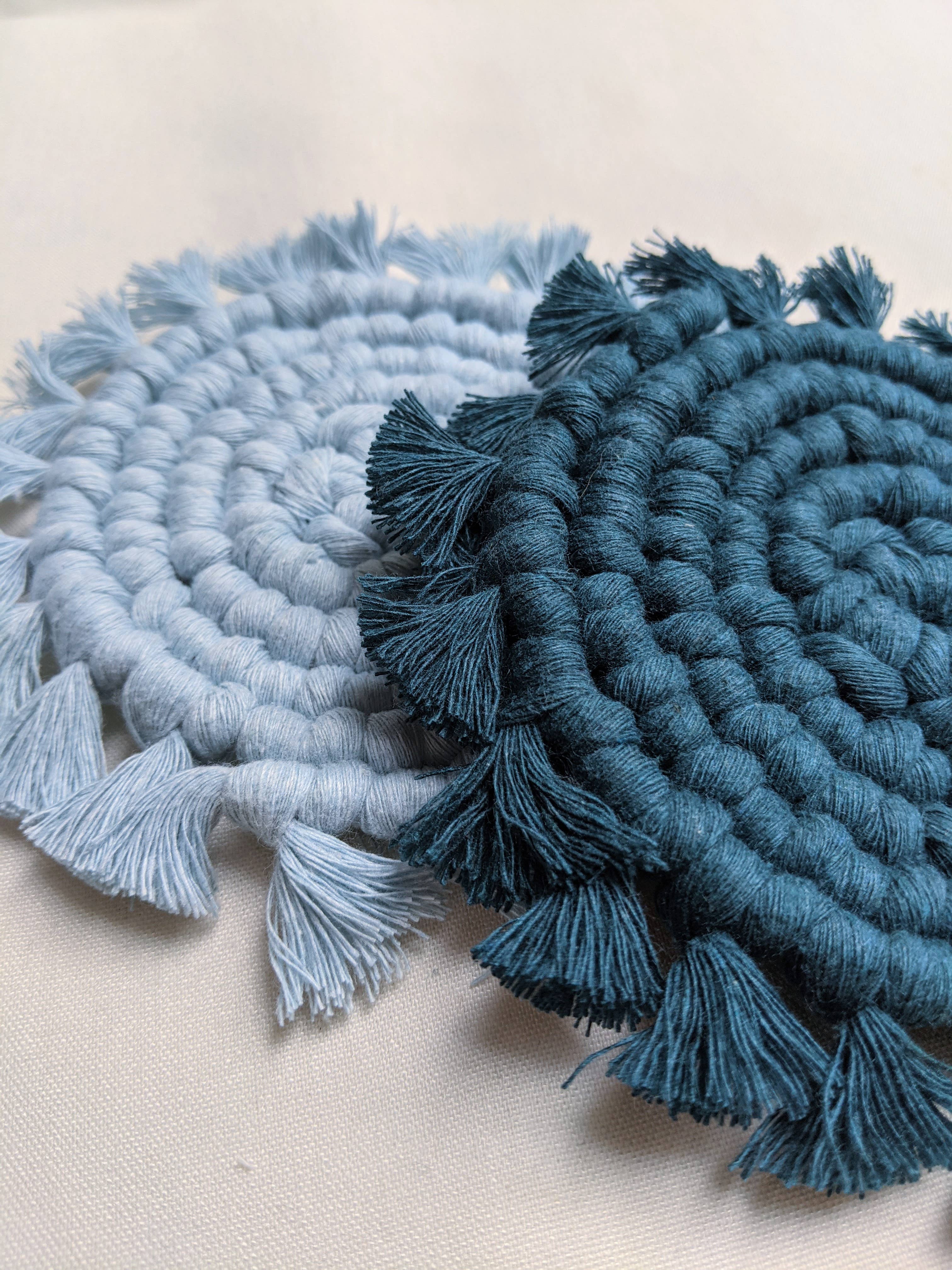 Two Birds Eco Shop - Wholesale Coasters - Single Macrame Coaster - Solid Colors17