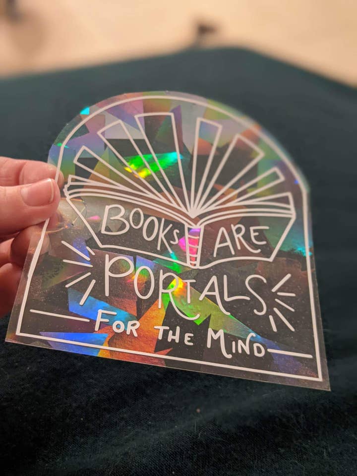 Book Lovers Suncatcher Sticker for wholesale by Stewart Gaus Design