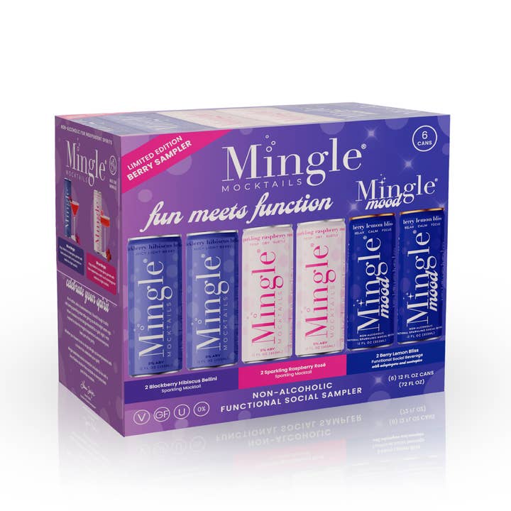 Berry Functional Beverage + Mocktail Variety Pack (4 x 6pk) for wholesale by Mingle Mocktails