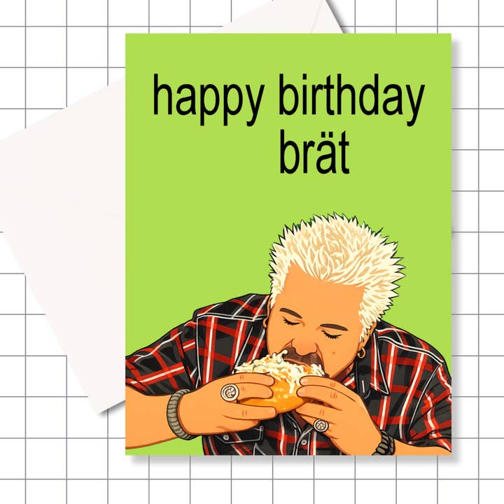 Carte de vœux Joyeux Anniversaire Brät | Carte inspirée par Guy Fieri pour la vente par Motel Paper Los Angeles