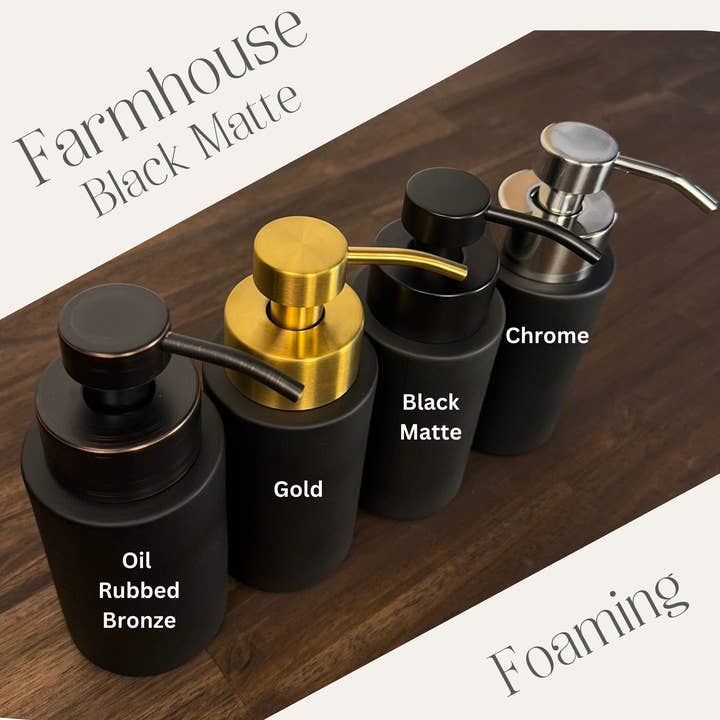 The Bottle Shoppe – wholesale Soap dispenser – 10 oz Farmhouse Foaming Glass Soap Dispenser w/ metal pumps
