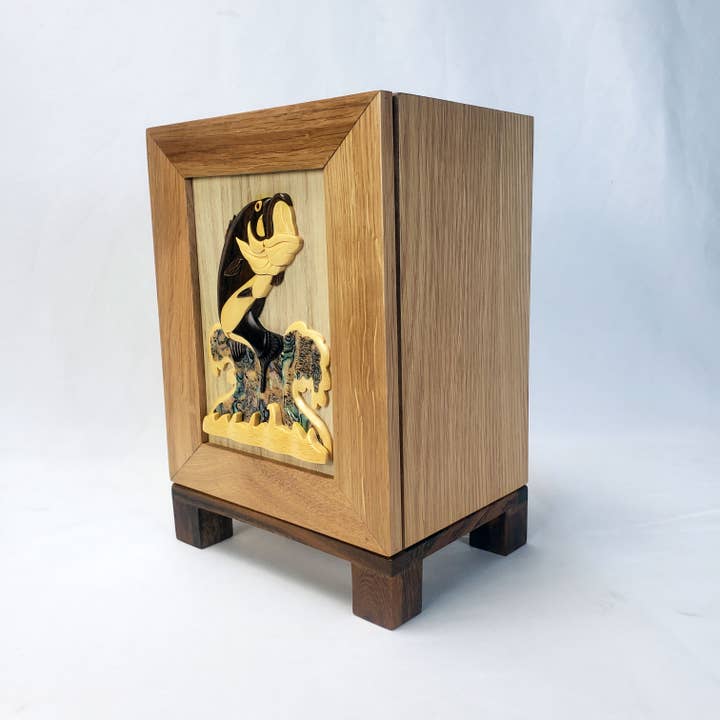 Positive Urns - Wholesale Urn - Largemouth Bass Urn - Hand-crafted wood and abalone shell4