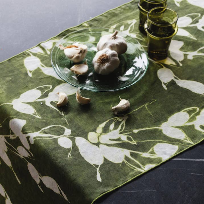 Porto Print in Olive Runner for wholesale by Goldie Home