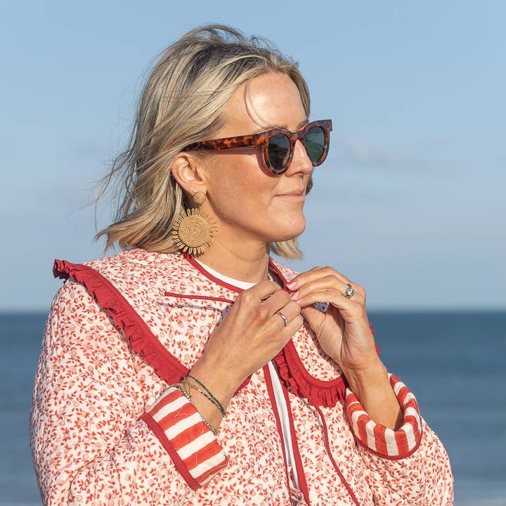 Neema Red Stripe Quilted Jacket with Collar for wholesale by LNH EDIT