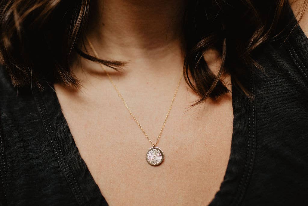 Ever Aster - Wholesale Pendant/Charm Necklace - September Aster Birth Flower Necklace5