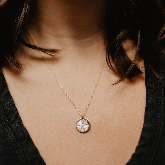 Ever Aster - Wholesale Pendant/Charm Necklace - September Aster Birth Flower Necklace5