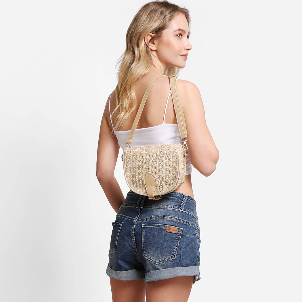 Fashion City - Wholesale Crossbodytas - Dames - Crossbody zomertas met ronde bodem van stro7