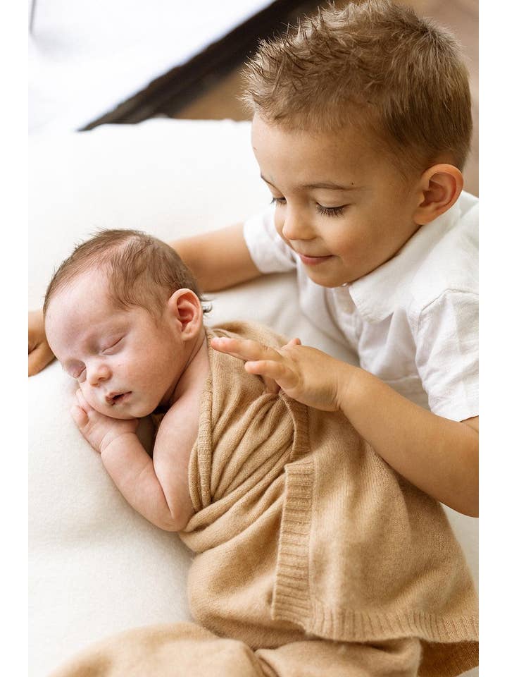 Heirloom Cashmere Australia - Venta al por mayor Manta de cama - Niños y bebés - Manta bebé punto liso cachemir - Canela