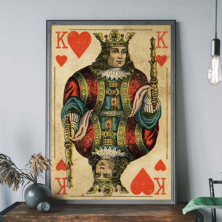 Vintage Playing Card Print - King of Hearts for wholesale by Ink & Drop