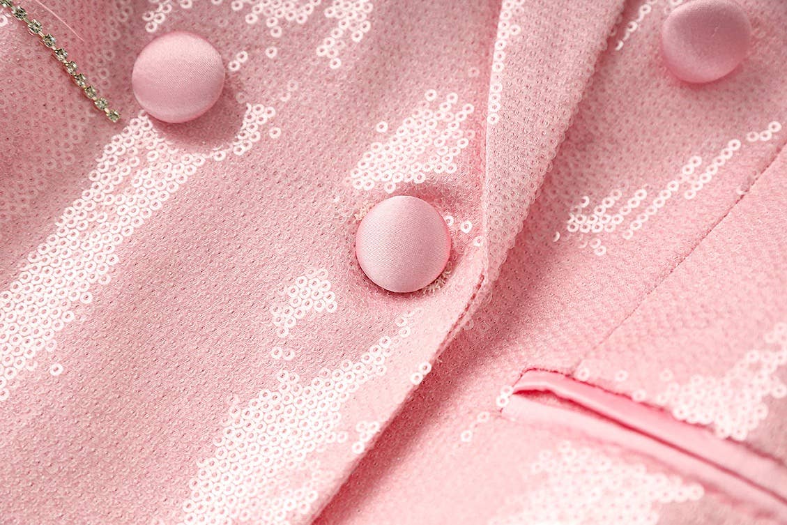 Roze BL078 Roze blazer met pailletten en veren voor dames voor groothandel op Faire6