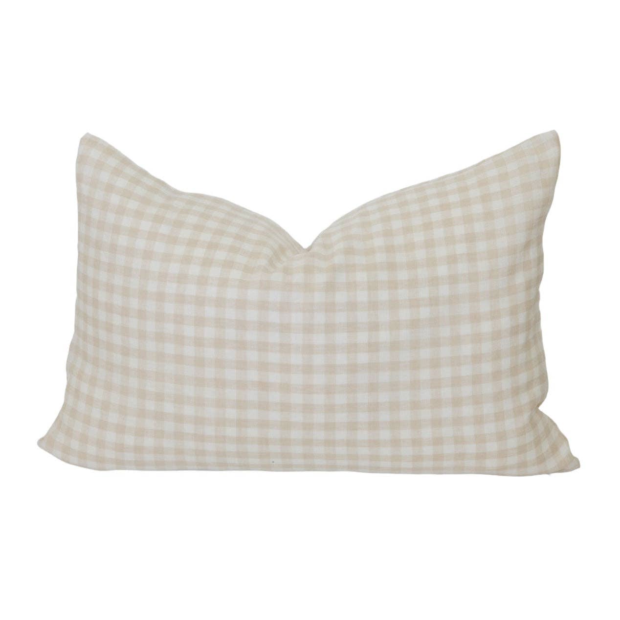 Cozy Prairie Linens Co. - Vente Housse de coussin - Housse de coussin Signature Linen en vichy naturel2