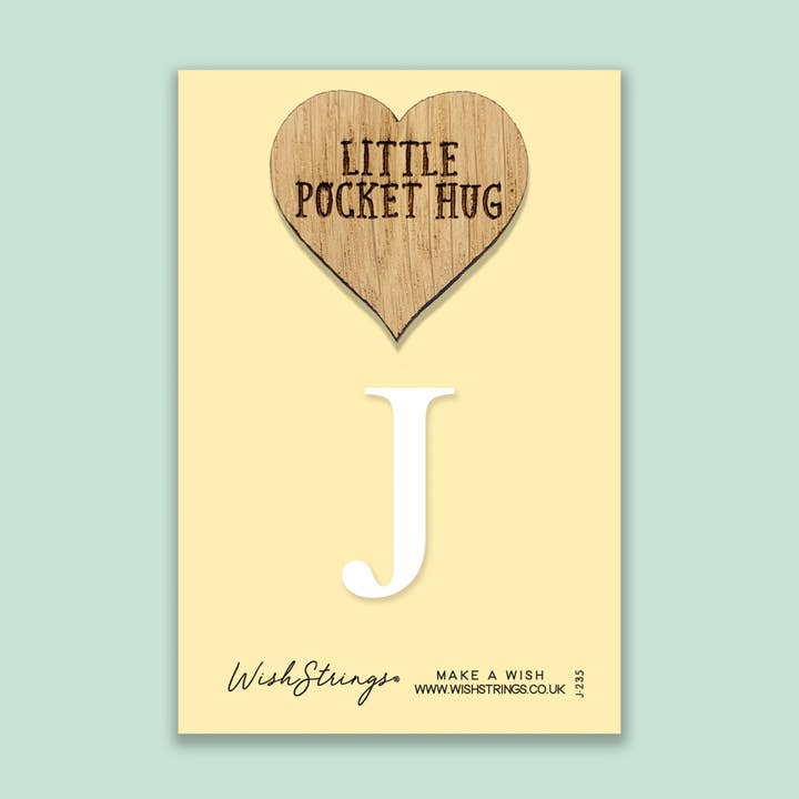 Letra J - Ficha de Abraço de Bolso de Carvalho | J235 por atacado de WishStrings
