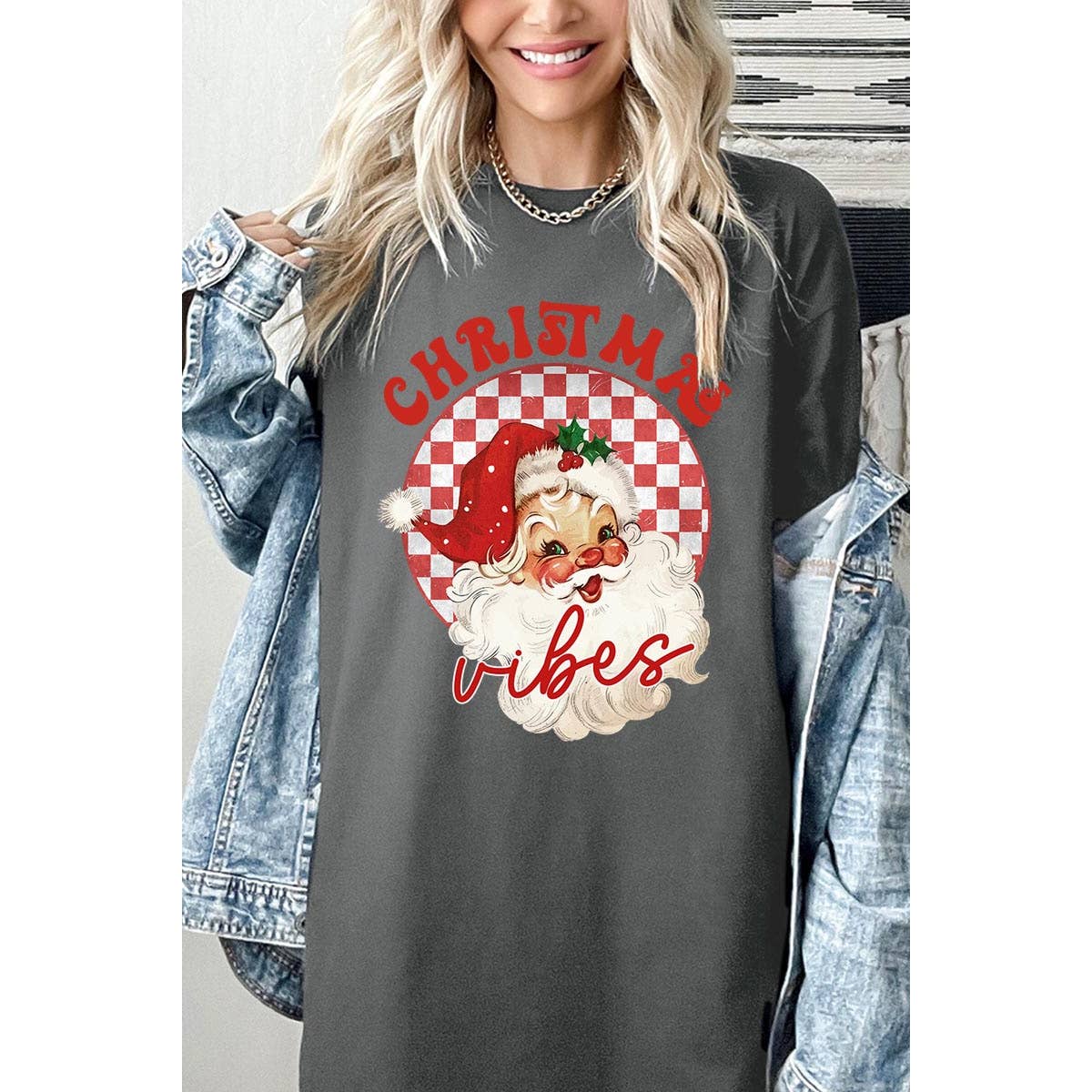 COLORBEAR – wholesale T-shirt (graphic) – women's – CHRISTMAS VIBES,SANTA CLAUS HEAVY COTTON UNISEX SHORT SLEEVE2