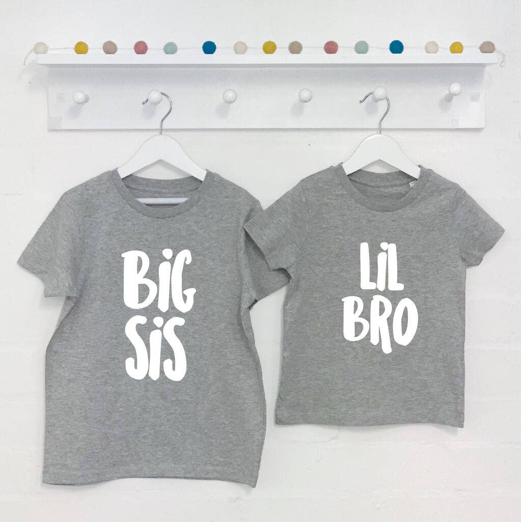 Lovetree Design – Engroshandel T-shirt med serigrafitryk – til børn – Big Bro Lil Bro/Big Sis Lil Sis T-shirt og Babygrow4