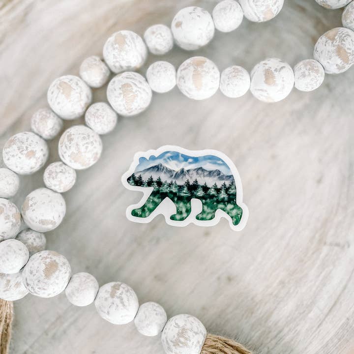 Savannah and James Co - Wholesale Sticker - Bear Mountain Scene Clear Vinyl, Sticker, 3x3 in.1