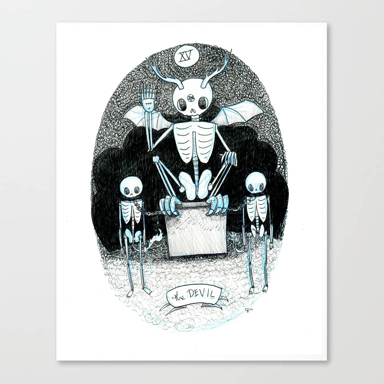 Cat Rocketship - Vente Affiche d'art - Tirage de tarot - Le diable, impression 5x7, impression 8x101