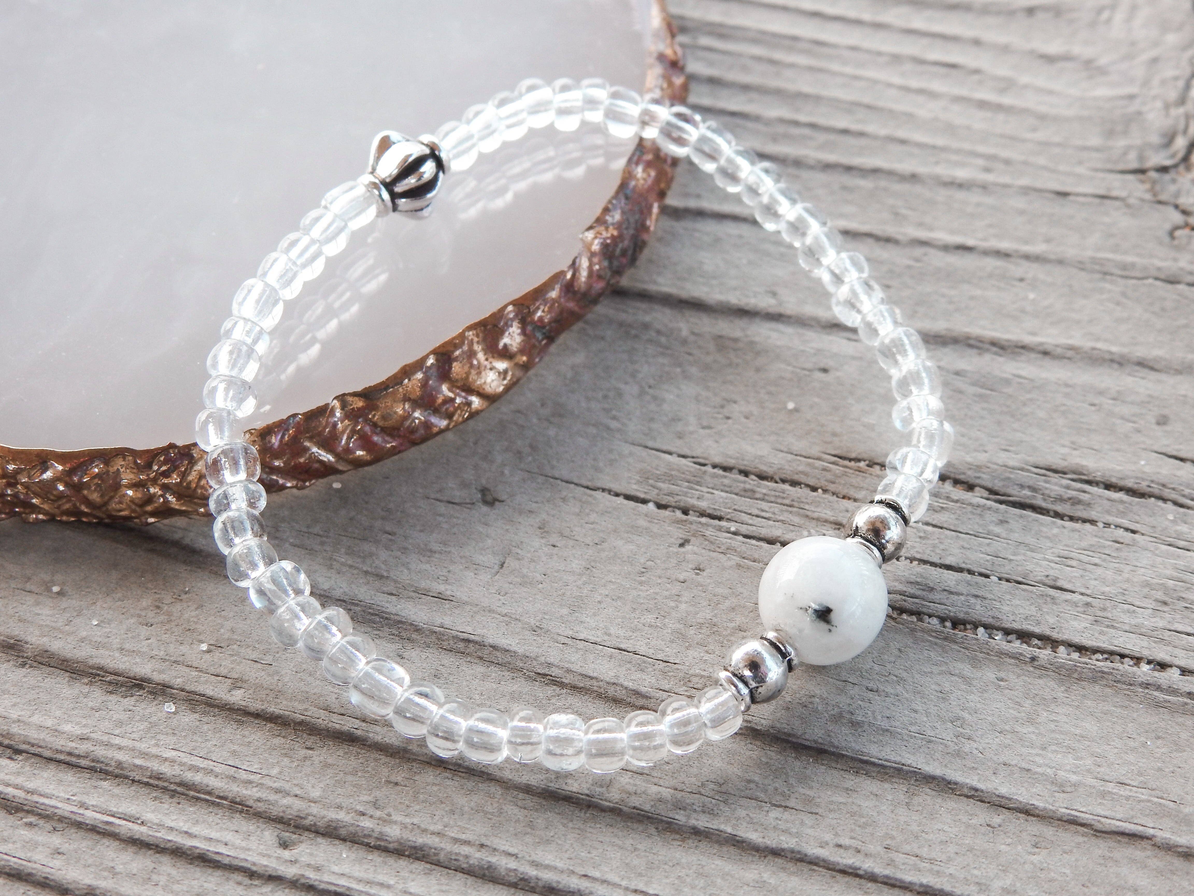 Mindful Intentions® - Wholesale Beaded Bracelet - Rainbow Moonstone Bracelet- For New Beginnings & Feminine Energy6