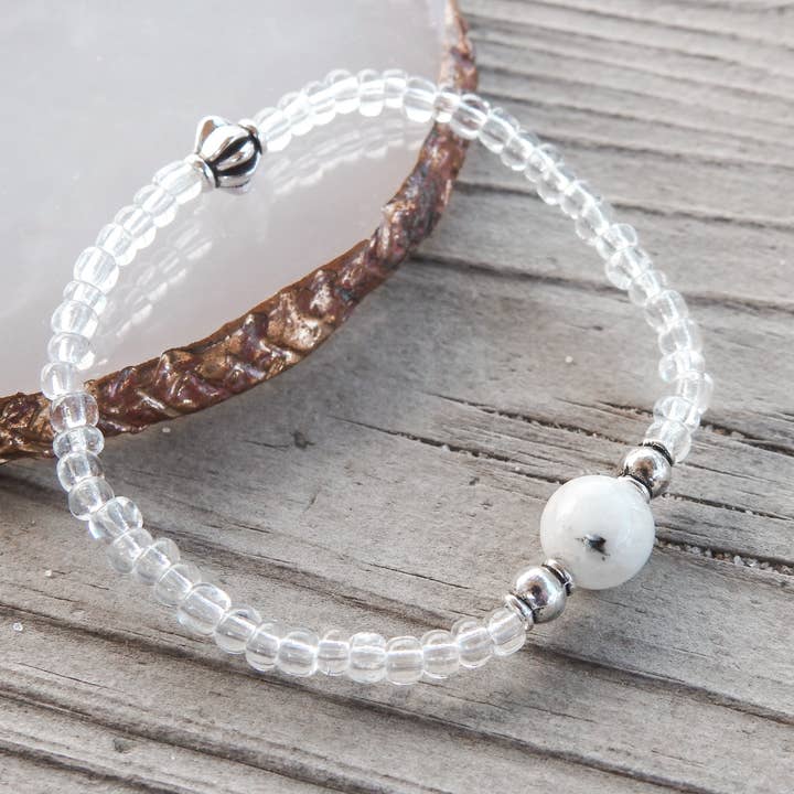Mindful Intentions® - Wholesale Beaded Bracelet - Rainbow Moonstone Bracelet- For New Beginnings & Feminine Energy6