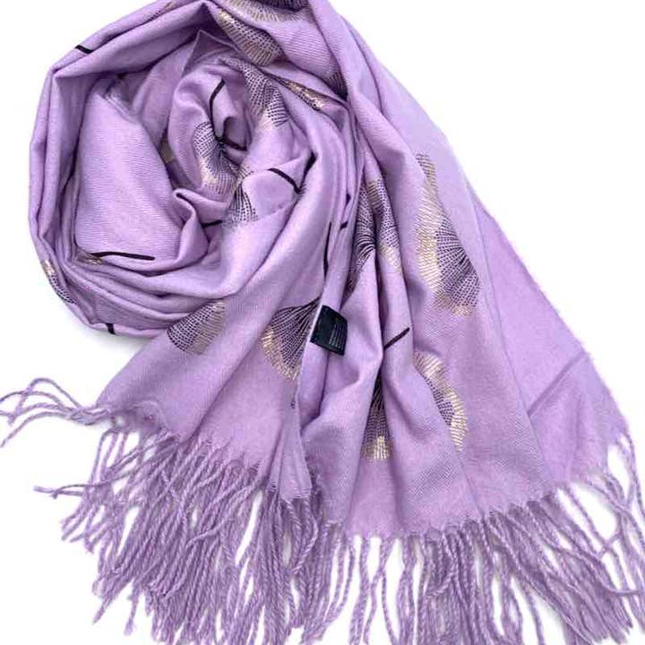 LINETA - Wholesale Scarf - Women's - Gingko Leaf Pattern Soft Scarf22