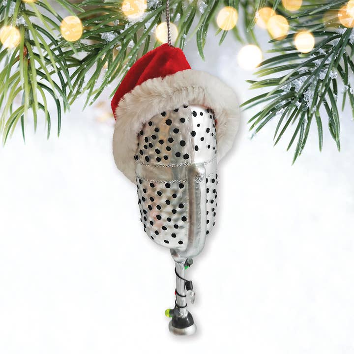 OrnamentallyYou - Wholesale Ornament - Christmas Themed Microphone Glass Ornament