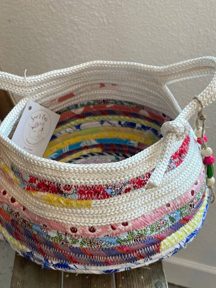 Cesto de arrumação Calico brilhante corda por atacado de Sow's Ear