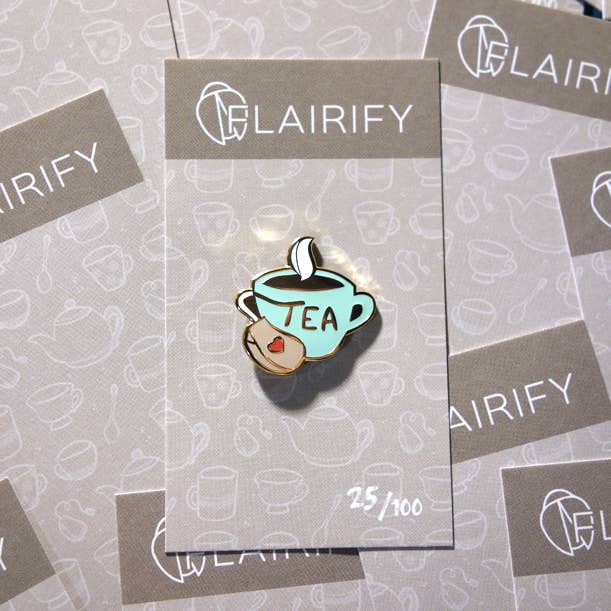 Kopje thee-emaille speld voor wholesale door Flairify