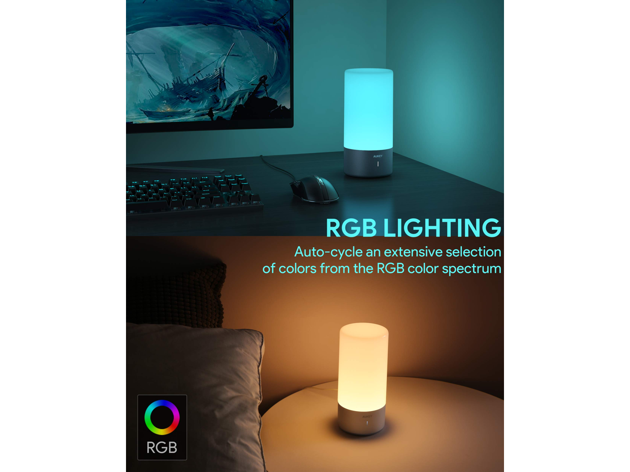 Above Edge – wholesale Accent-/skrivbordslampa – Color Changing Touchkontroll LED-lampa4