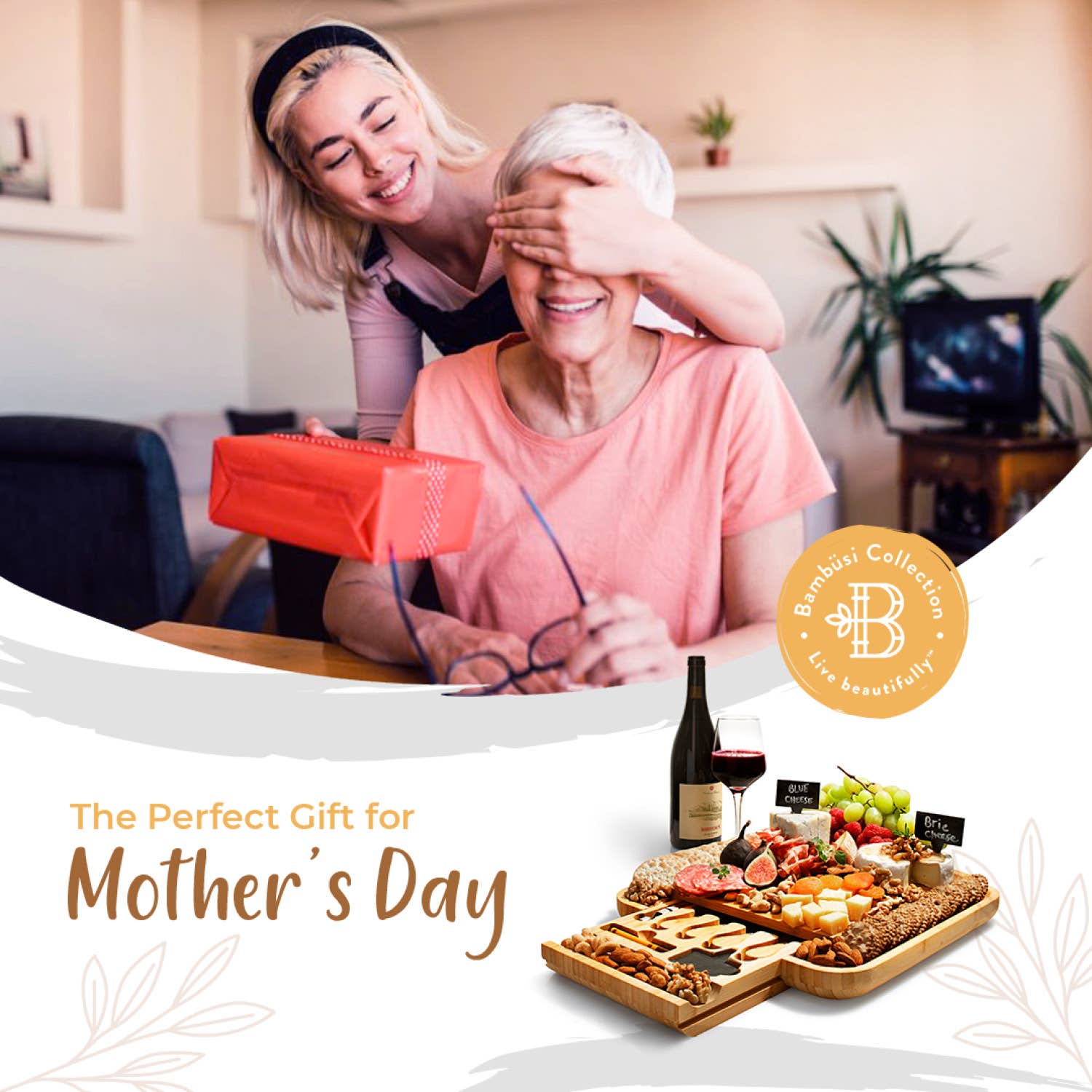 Bambusi – Großhandel Käsebrett – Bambus-Charcuterie- und Käsebrett-Set mit Besteckschublade24