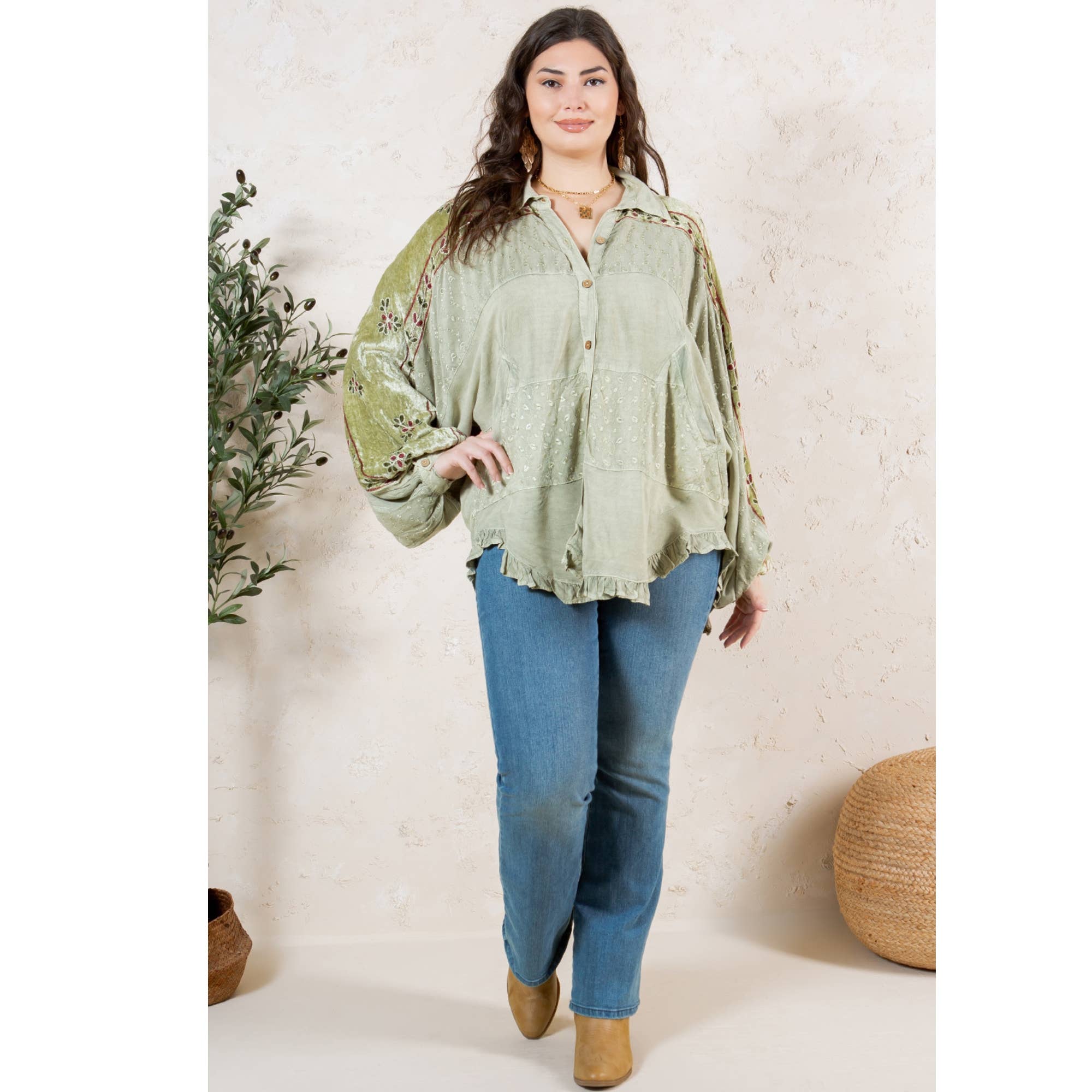 Young Threads - Wholesale Button Down Shirt - Women's - Bohemian Elegance: Stonewashed Rayon Top14