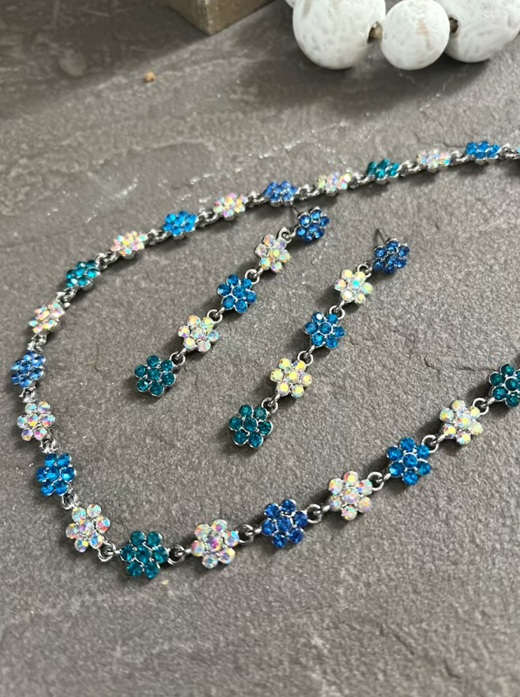 TLD Designs – Engroshandel Smykkesæt – Blomstrende Blues Rhinestone2