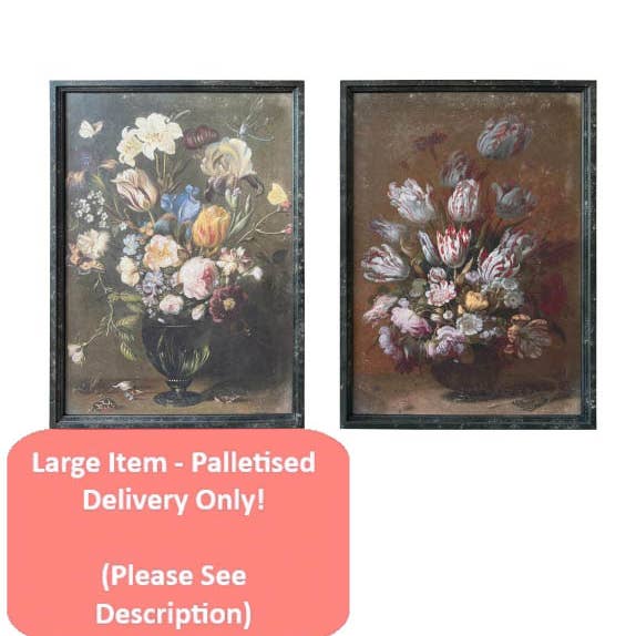 Set med 2 antikbehandlade boho-blombukettväggtryck för wholesale av McGowan & Rutherford Ltd