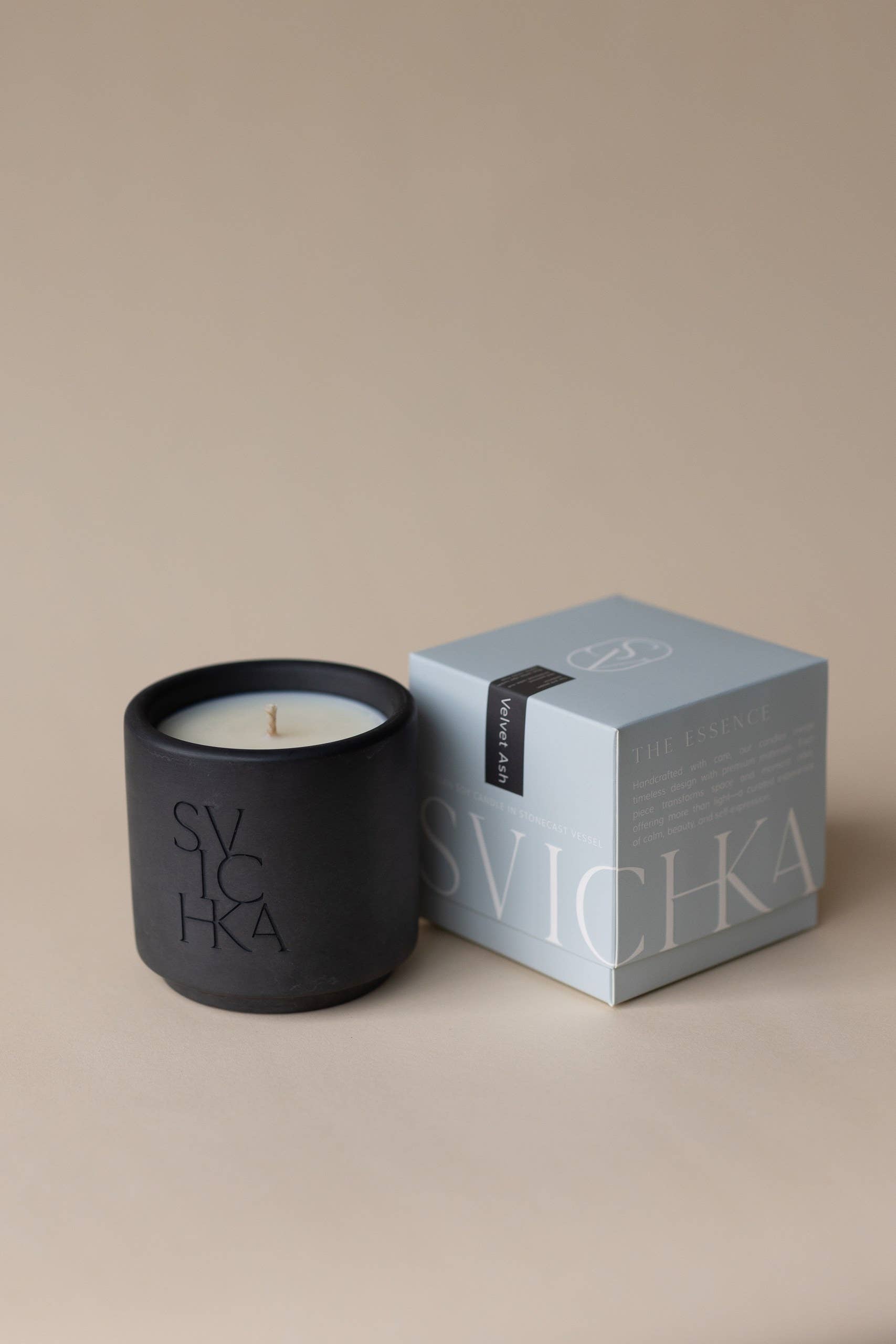 SVICHKA - Wholesale Jar/Filled Candle - Charcoal Black Candle in Artisan Concrete Jar — Velvet Ash1