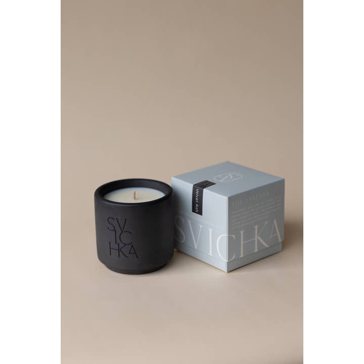 SVICHKA - Wholesale Jar/Filled Candle - Charcoal Black Candle in Artisan Concrete Jar — Velvet Ash1