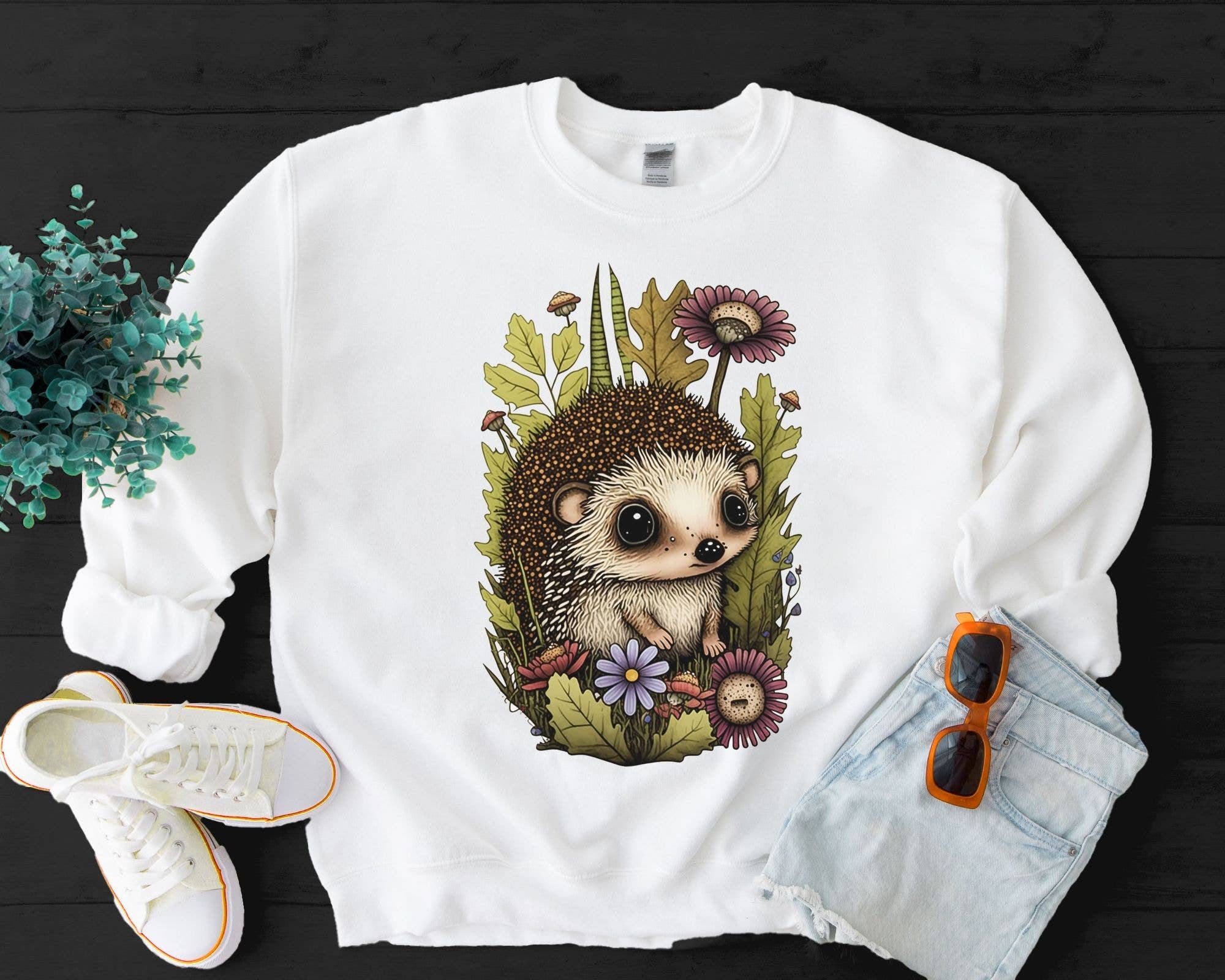 Vivtrek - Vente Sweat-shirt à imprimés – unisexe - Joli sweat-shirt Hedgehog Nature Cottagecore Lover pour bébé,6