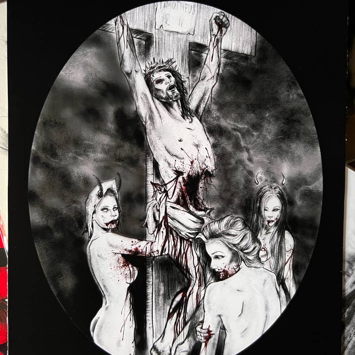 Andy Sciazko Art - Wholesale Art Print - Christ on Cross-Dark Art Print-Occult-Satanic Decor2