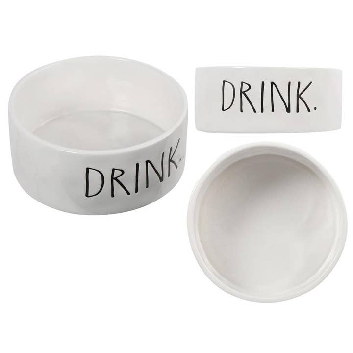 Farmhouse Modern Ceramic Pet Dish,"Drink", 35oz, bbx for wholesale by Truu Design
