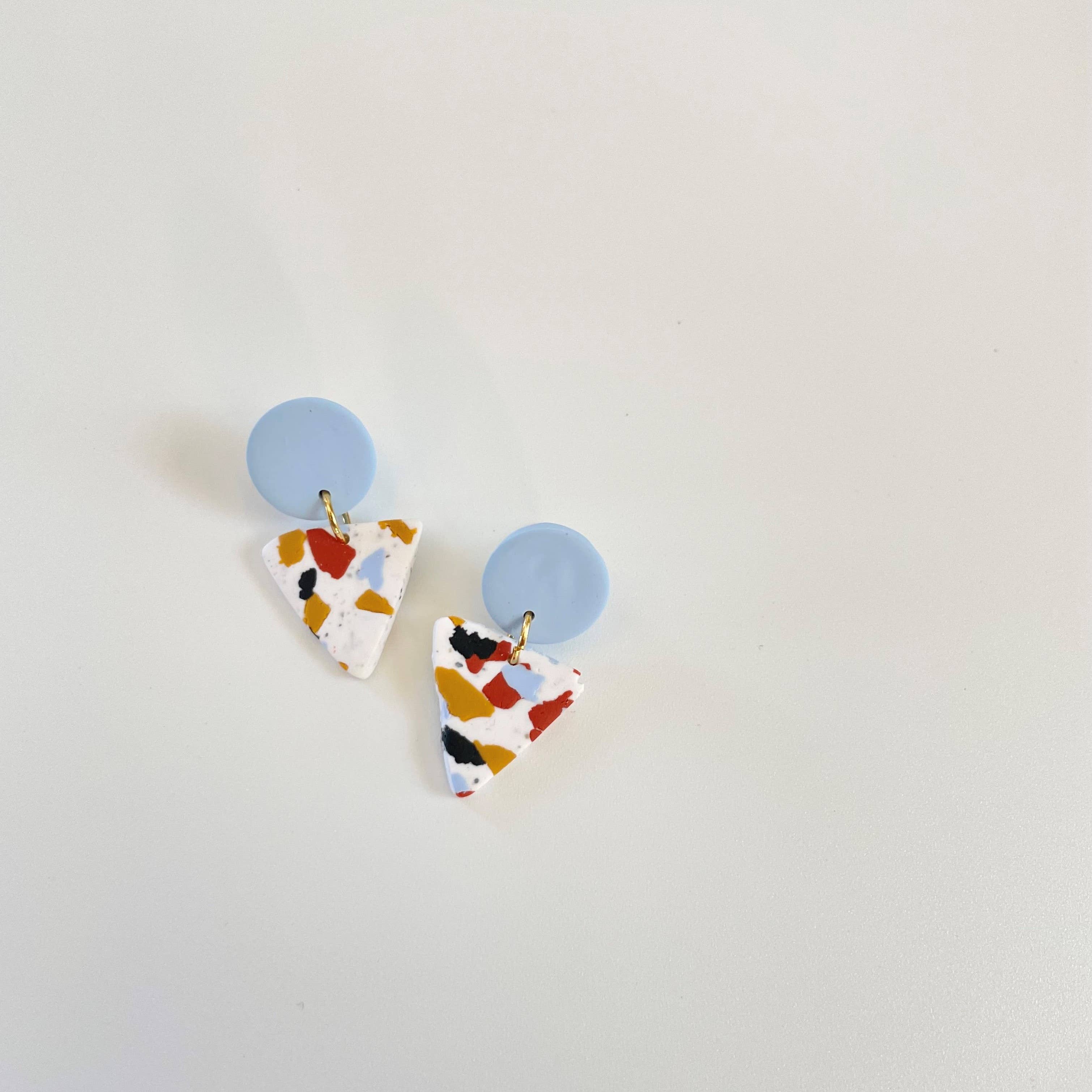 AnalyJewelry - Vente Boucles d'oreilles pendantes - Petites boucles d'oreilles triangle Terrazzo1