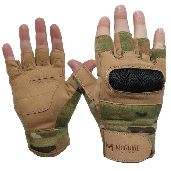 Tactical Half Finger Hard Knuckle Gloves for wholesale by Mcguire Army Navy