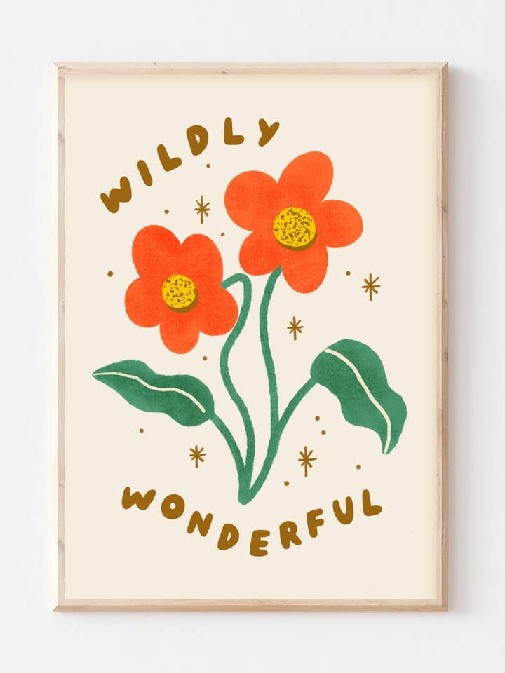 Wildly Wonderful Flower Print - Cute Positive Wall Art Kid's for wholesale by Lauren Sissons Studio