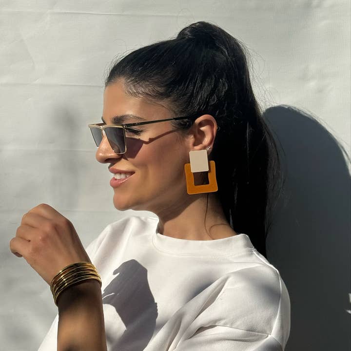 Christina Christi - Wholesale Clip-on earrings - Colorful Square Earrings, Clip On Earrings Women, Geometric7